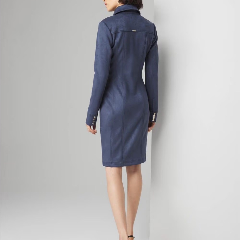 White House Black Market (WHBM) Long Sleeve Faux Suede Shacket Dress - Picture 4 of 12